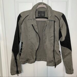 Blank NYC Cargo Moto Biker Jacket with Vegan Leather Panels XS